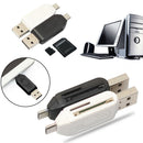 2Pcs 2 in 1 Dual USB Plug OTG SD TF Card Reader for Smartphone Computer
