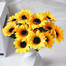 1 Bouquet 7 Heads Artificial Sunflower Faux Silk Flowers Home Wedding Decor Nice