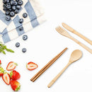 Travel Flatware Bamboo Set Reusable Portable Cutlery Tableware set Campi%!