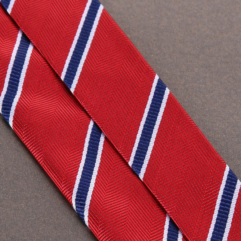 New Red blue stripes Silk Tie Jacquard Woven Classic Necktie Men's Tie