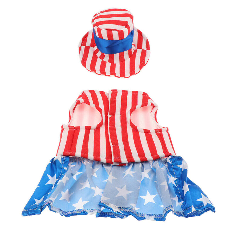 Pet Dog Cat American Flag Party Female Suit Costume Fancy Dress Outfit S