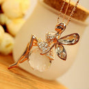 Charm Crystal Fairy Angel Wing Pendant Necklace Long Chain Chic Sweater Jewelry