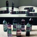 Colorful Natural Fluorite Quartz Crystal Wand Point Healing Stone Gifts G4H9