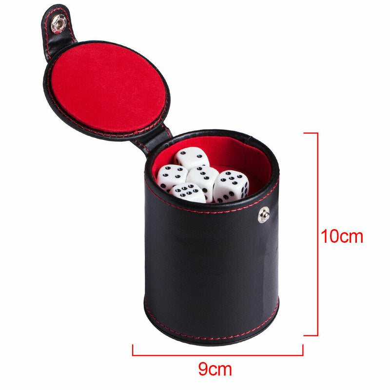 Leather Dice Cup Set Shaker with Dot Dices for Pack Portable Party Games