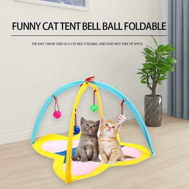 Cat Play Tent Hammocks Sleep Bed Foldable Kitten Mat with Balls Pets Toys