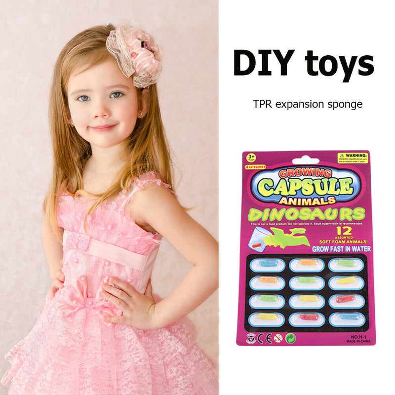 12pcs Developmental Toys Water Absorption Expansion Dinosaur Grow Capsule Kids