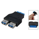 Motherboard 20 Pin Header Female to Dual USB Type A-Female Adapter Connect GUN