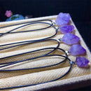 Natural Stone Pendant Necklace Amethysts Crystal Chakra Reiki Raw Ore Jewelry