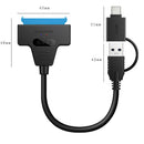 20cm USB 3.0 USB C to SATA 2 in 1 Converter Cable Support 2.5 inch SATA SSD A