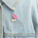 5X(Cartoon Phonograph Gramophone Brooch Pin Button Pink Enamel Icon Backpa X4D1)