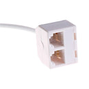 White 6P4C RJ11 Dual Female to Male Telephone Cable Splitter Adapter M&