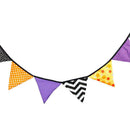 12 Flags Halloween Purple Black Orange Cotton Fabric Bunting Pennant Banner