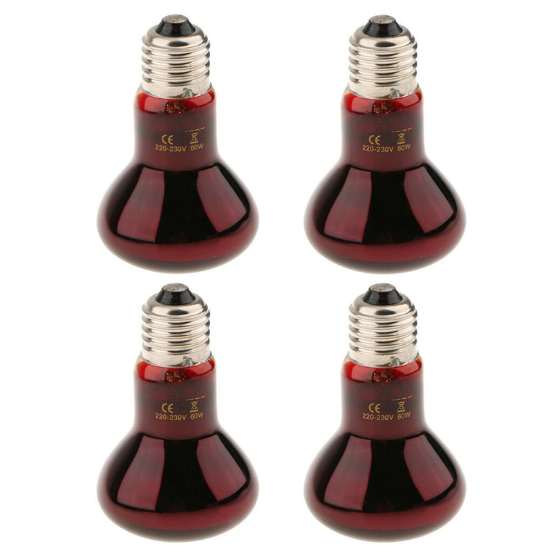4x 220V E27 Reptile Terrarium UVA UV Infrared Heat Light Bulb Nightlight 60W