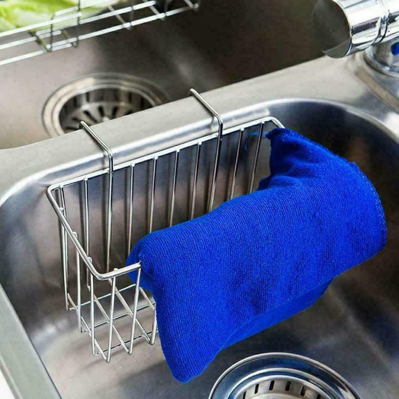 1* Kitchen Stainless Steel Hollow Out Sink Storage Rack Holder Sponge Soap T4O6