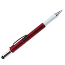 Multifunctional Screwdriver Blue Ink Ballpoint Pen Level Ruler Pen(Red)
