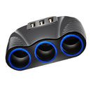3 Ports USB Car Charger with Cigarette Lighter Adapter for Smart Phone