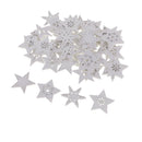 50pcs White Stars Wooden Snowflakes Craft Christmas Tree Hanging Decorations