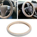 1x 38CM Car Crystal Steering Wheel Cover PU Leather Rhinestones Beige HYG ASI
