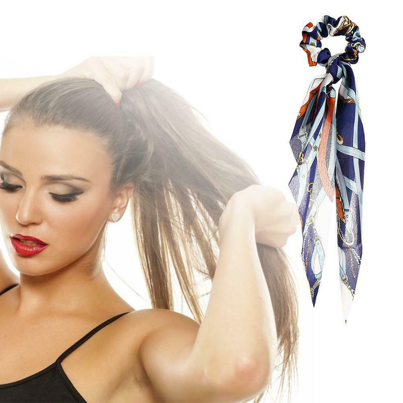 Retro Print Ribbon Hair Rope Women Ponytail Elastic Rubber Band (Style 4) A