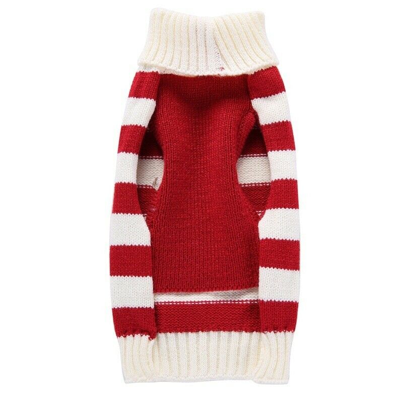 Stripe Christmas Reindeer Dog Sweater Knitted Jumpsuit Winter Clothes Red_M