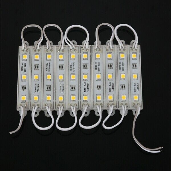 1*10pcs 5050 SMD 3 LED Module LED Strip String Light Waterproof DC 12V warm