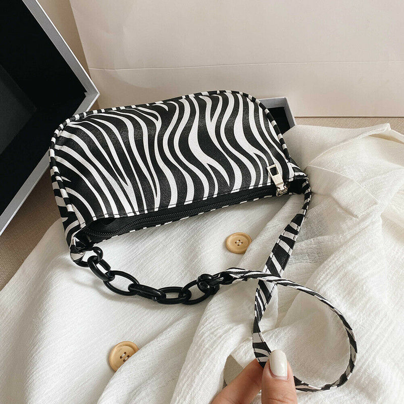 Fashion Zebra Print Women Handbag Tote Small PU Underarm Shoulder Bag (1)
