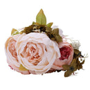 1Bouquet 8 Heads Artificial Peony Silk Flower Leaf Home Wedding Party Decor