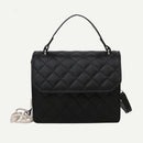 Lattice Women Messenger Bag Small Square Shoulder Crossbody Handbag (Black)