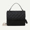 Lattice Women Messenger Bag Small Square Shoulder Crossbody Handbag (Black)