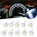 10Pcs T5 5050 LED Instrument Panel Cluster Dash Light Bulb Twist Socket White OZ
