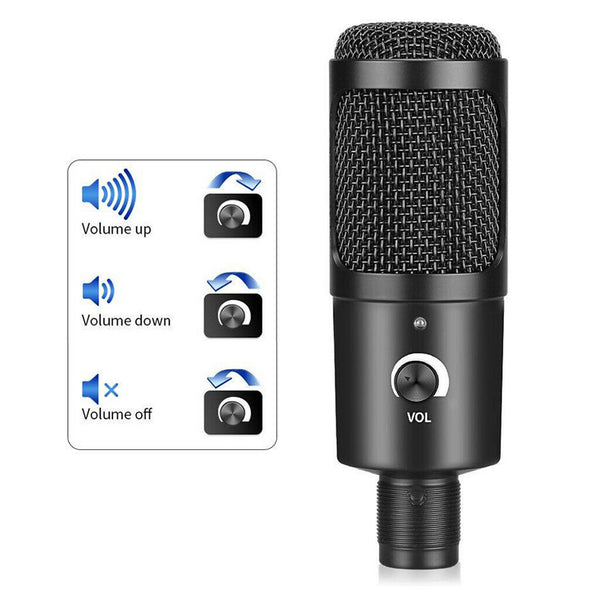 USB Studio Recording Microphone,Condenser Broadcast Mic W/ Stand Recording