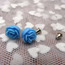 12 Pairs Rose Stud Earrings Mixed Color Flower Earrings Wholesale Jewelry Set 3C