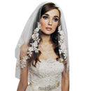 Elbow Length 75Cm Short Veils Two Layers Appliques White Wedding Veils with V7O7