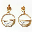 Handmade Fashion Simple Geometric Circular Marble Long Earrings Girls Popul H1Q5