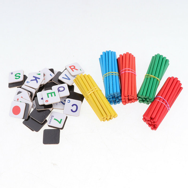 Wooden Counting Toys Math Counting Sticks Number & Alphabet Blocks Preschool