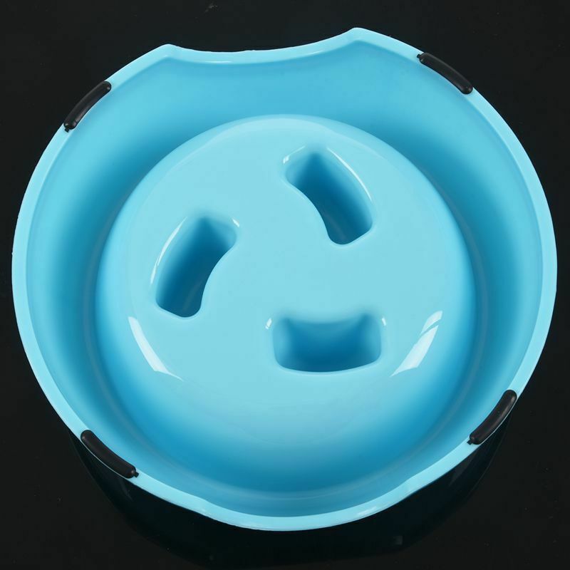 Puppy Dog Slow Down Eating Feeder Dish Pet Dog Feeding Food Bowl Blue