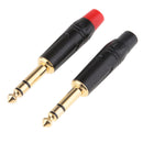 2Pieces 6.35mm 1/4inch 3Pole Wire Connector Male Jack Plug Adapter Solder