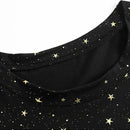 Summer Women Loose T-shirt Star Print Sequin Short-Sleeve TopsÃ¯Â¼Ë†Black) (XL) A