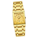 Mens Fashion Watch Rectangular Dial Analog Quartz Wristwatch Golden
