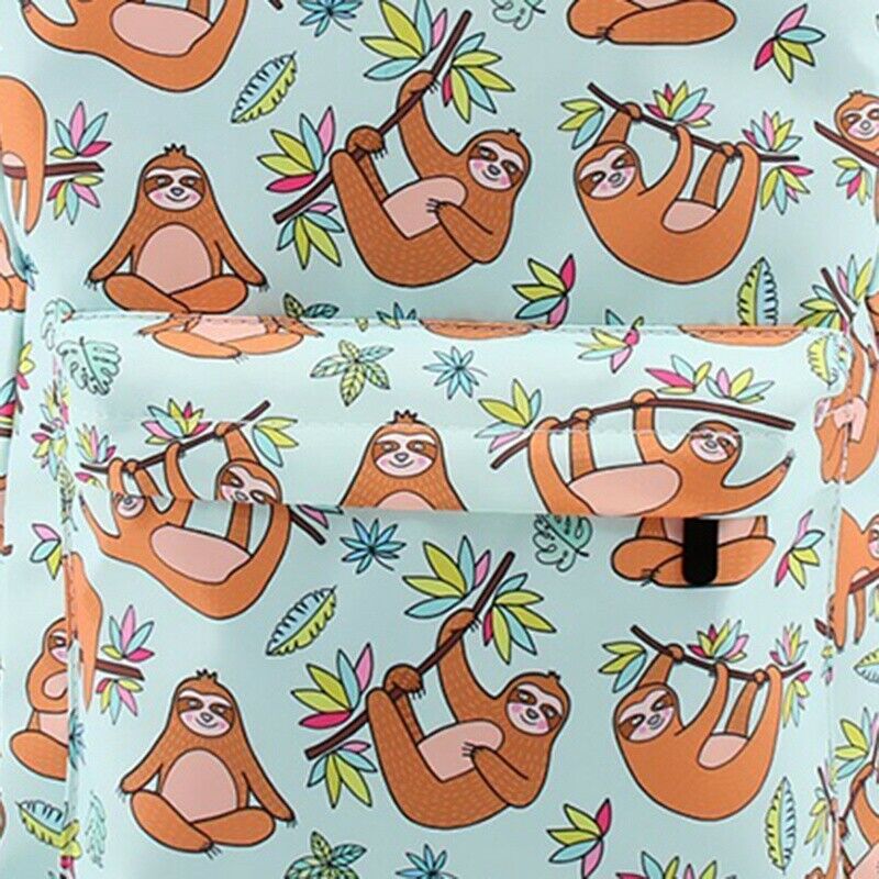 Backpack for Girls Brown Sloth Leaf Water Resistant Print Backpacks Teenage K7R6