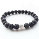 Couples His & Hers Bracelet Black Matte Agate & White Howlite 8mm Beads Bra R5U4