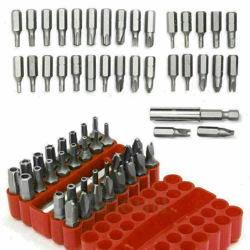 33PC SECURITY BIT SET SCREWDRIVER TOOL HOLDER TORX Y0M5 SPANNER STAR HEX Y7 J2K9