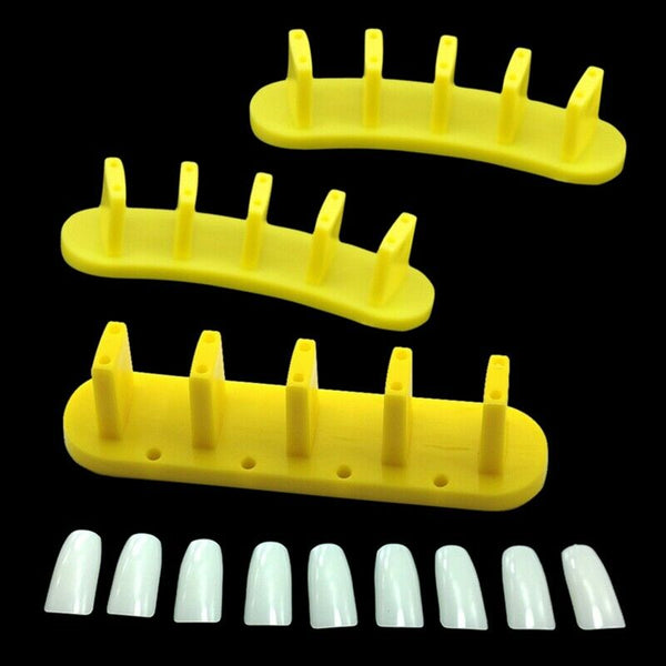 3Pcs False Nail Art Tip Display Practice Base Frame Stand Polish Diy(Yellow A4M7