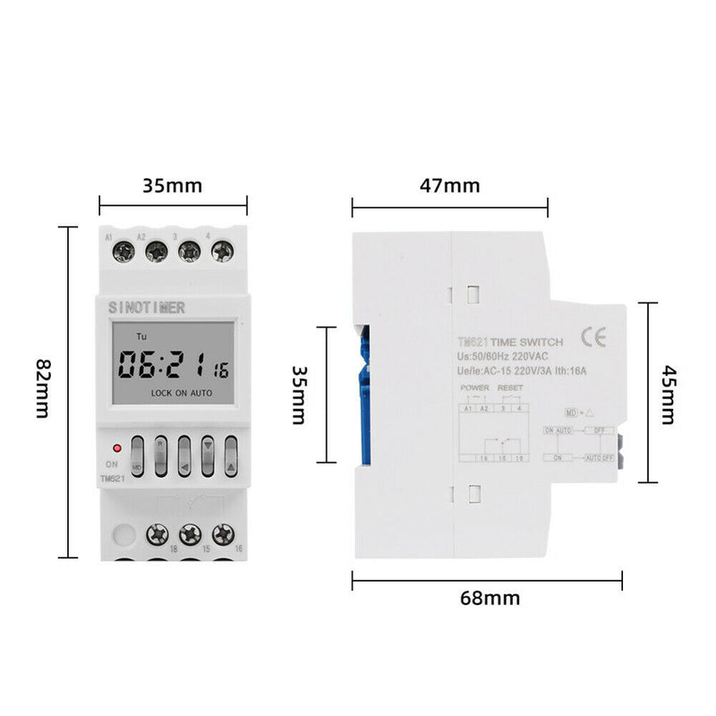 TM621 LCD Display Time Digital Timer Switch DIN Rail Weekly Programmable Power