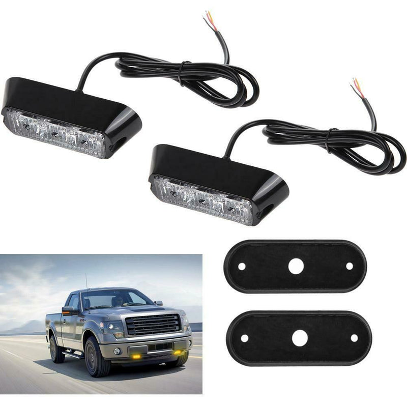 2x 3LED Amber Strobe Flashing Lights Recovery Breakdown Car Truck Lorry