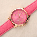 New Luxury Geneva Roman Faux Leather Analog Quartz Wrist Watches Rosered A