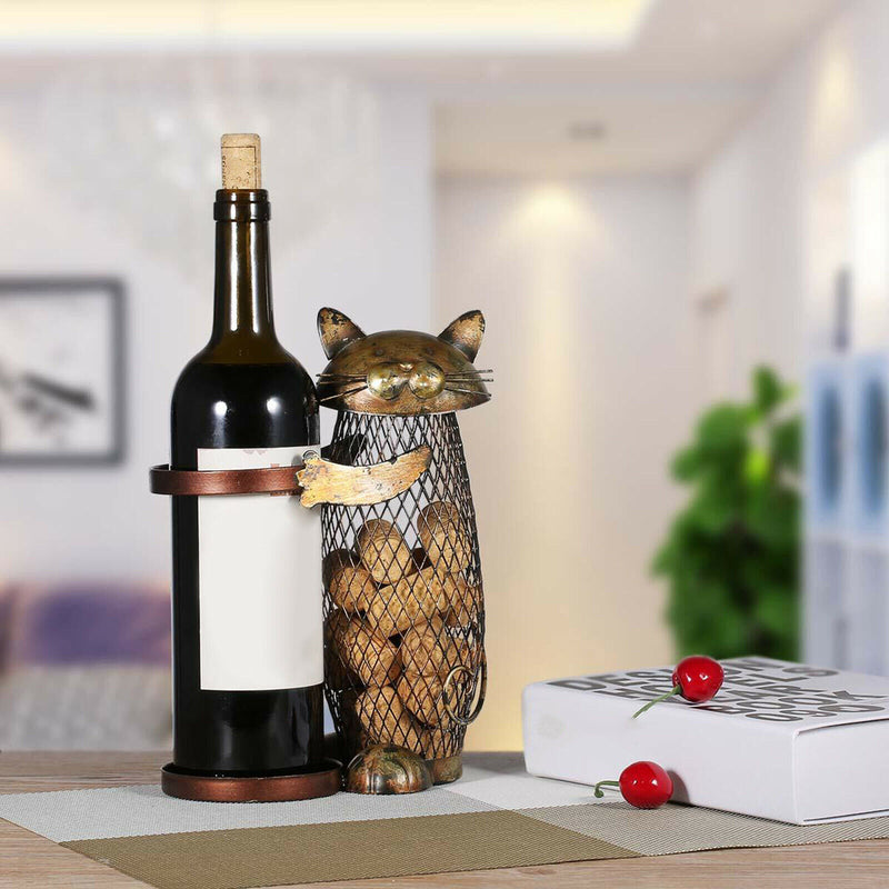 Metal Wine Cork Container Cat Shape Changes Snacks Candy Holder Ornaments