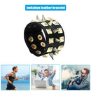 Punk Style Bracelet Cowhide Leather Rivet Cuff Bangle Men Jewelry (Black) A