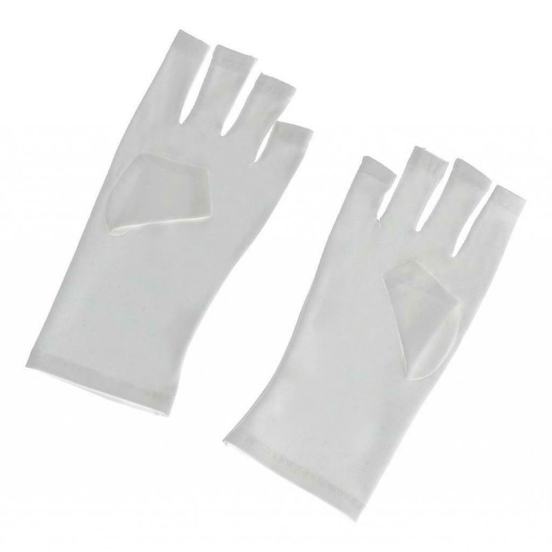Fabric Anti UV Fingerless UV Protection Gloves For Nail  Drying Lamp White