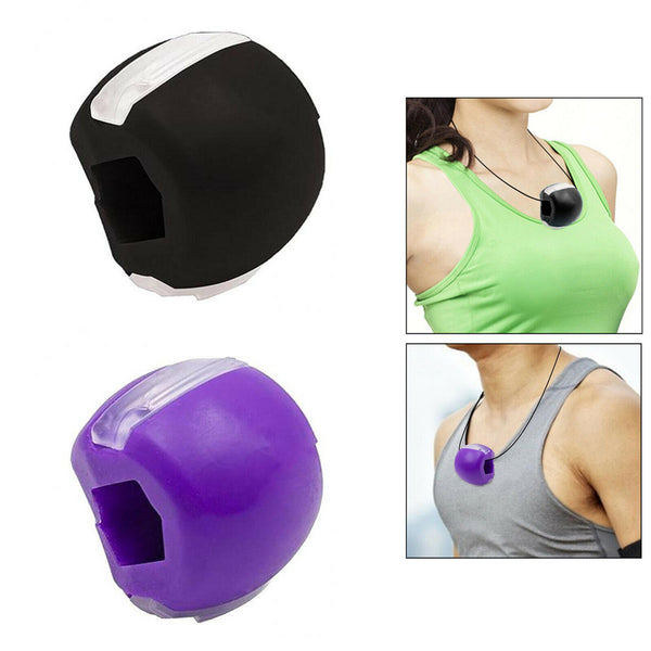 2 Pack Jawline Face Exerciser Fitness Ball Toner Mouth Trainer Black+Purple